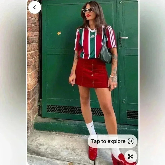 ADIDAS Floral graphic 03 striped sleeve Red Jersey tee oversized blokecore S - Picture 15 of 15